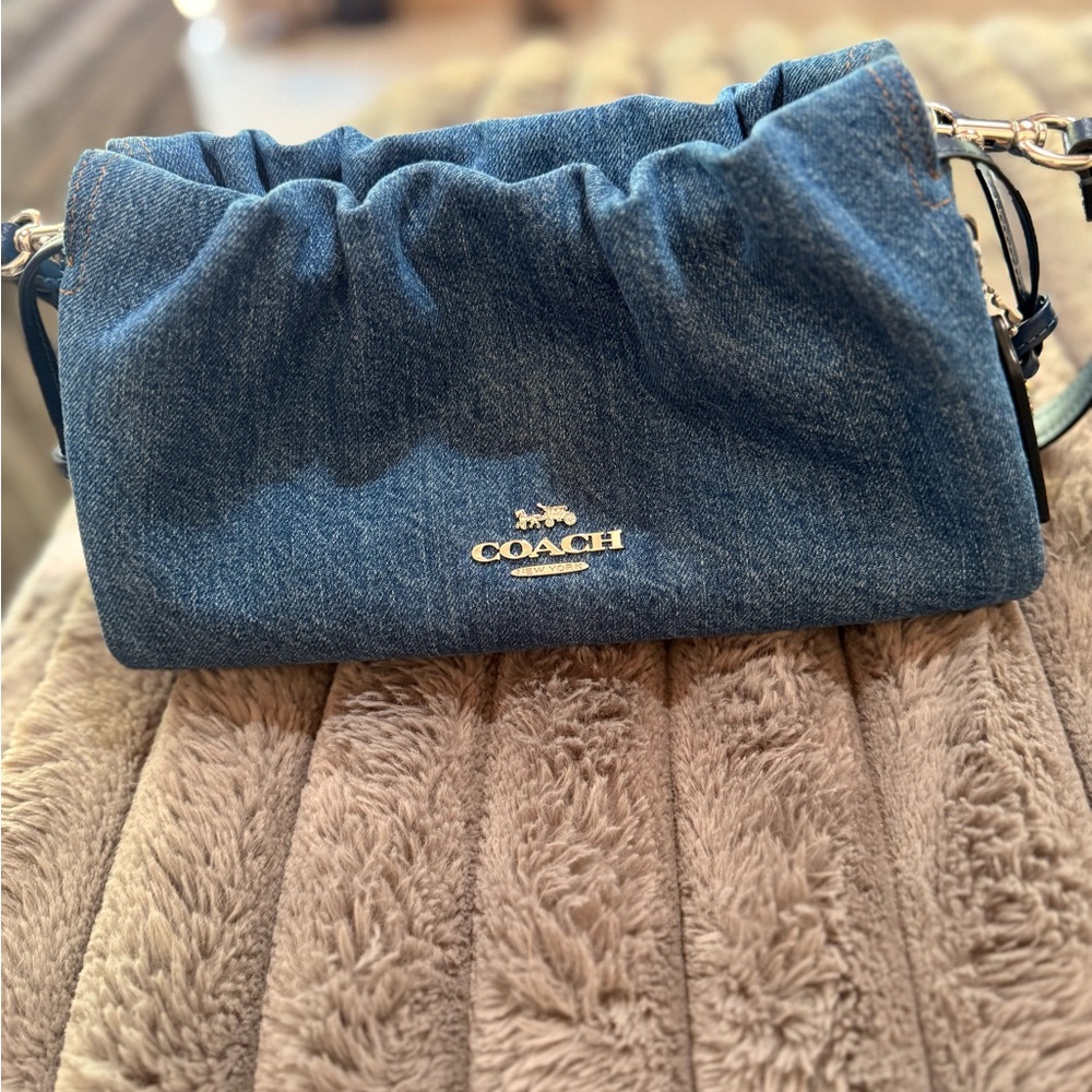 Coach Faye  Shoulder Bag with Textured Denim Design